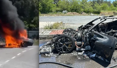20 MİLYONLUK FERRARİ ALEV TOPUNA DÖNDÜ! SÜRÜCÜ ADALI’NIN OĞLU