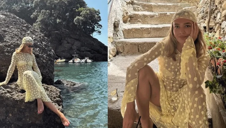 Melisa Döngel’in sarı elbisesine yorum yağdı